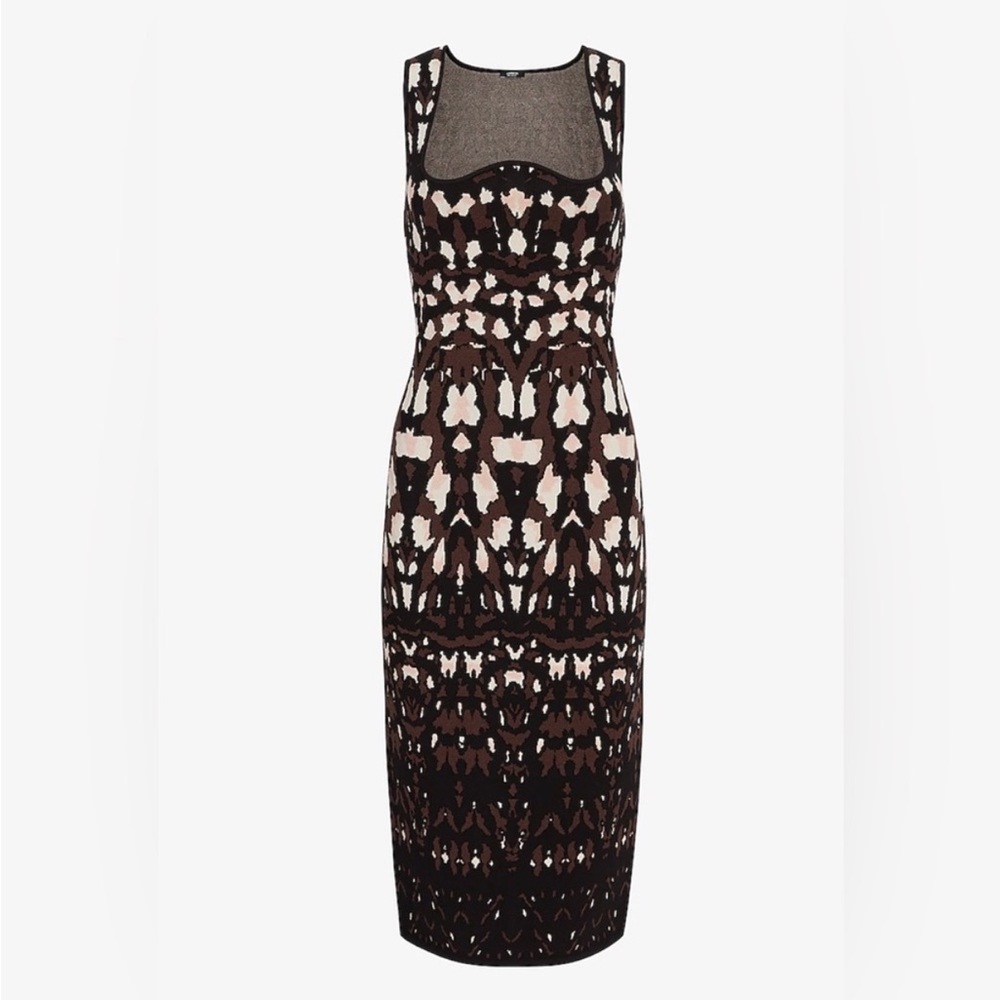 NEW WITH TAGS Express Body Contour Black Printed Knit Dress Women’s Medium